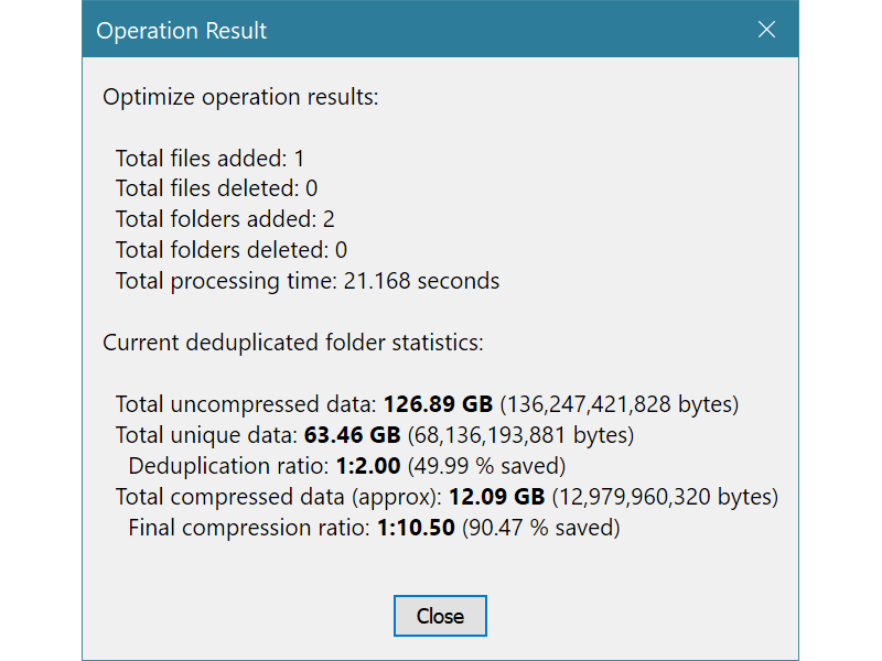 Deduplicated Folder Statistics