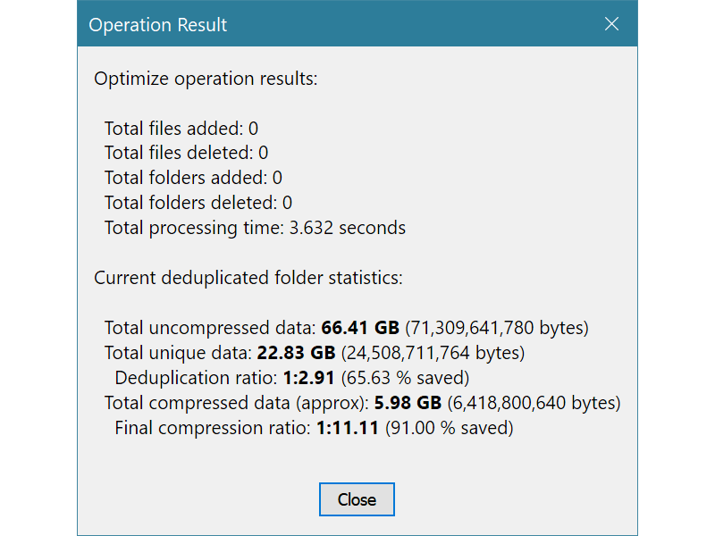 Deduplicated Folder Statistics